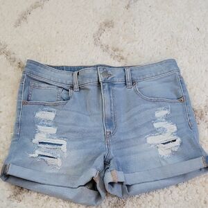 Aeropostale Light Blue Distressed Jean Shorts